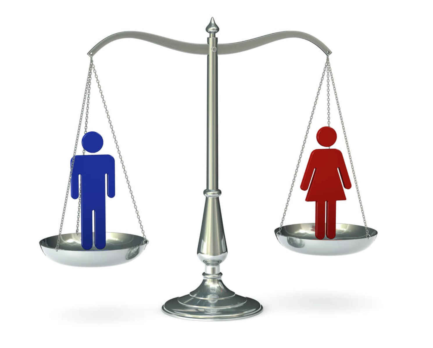 man and women balancing on scale